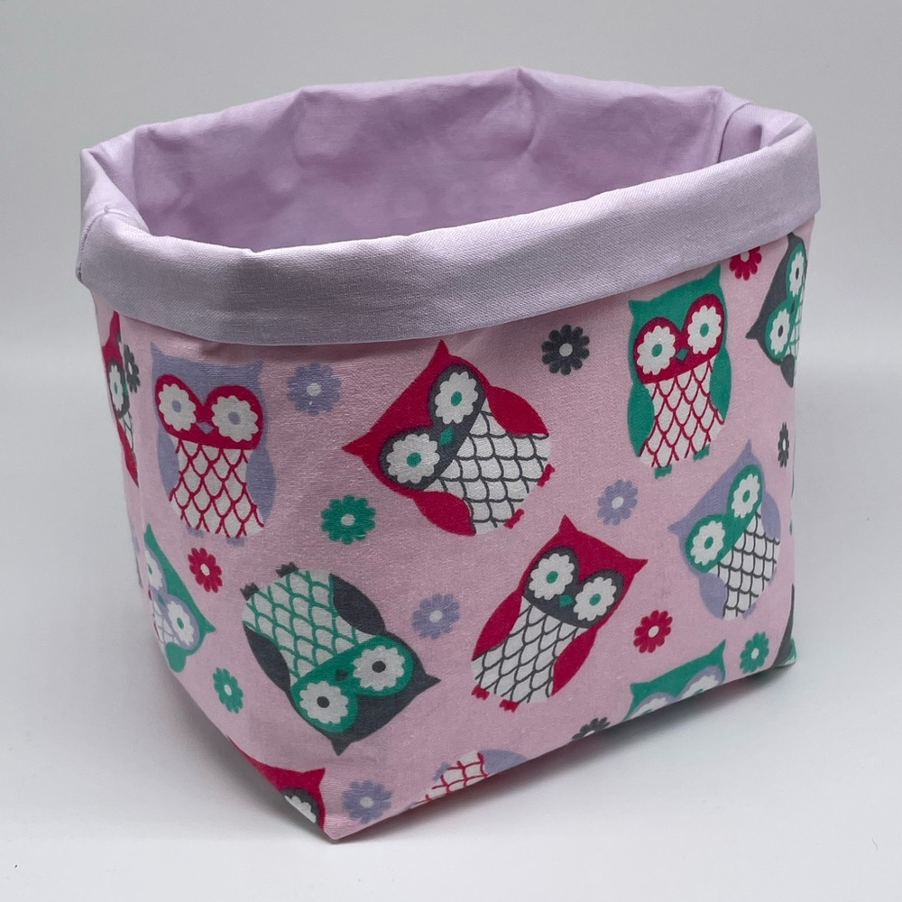 NEW Handmade Fabric Basket / Owl Fabric Basket